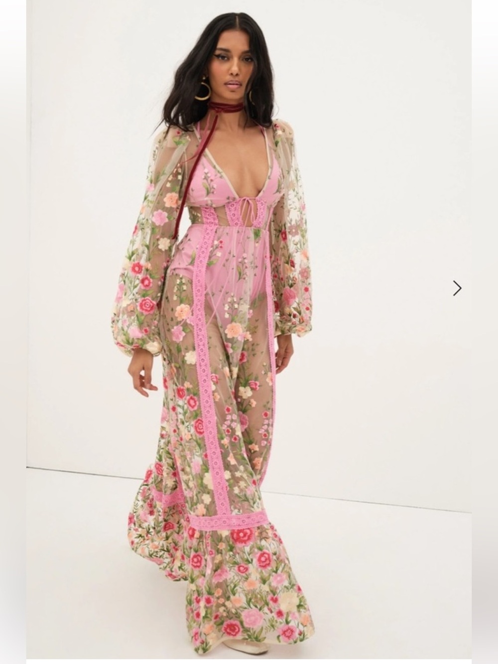 Luna Sheer Floral Maxi Dress Swimsuit Cover Mesh Women S